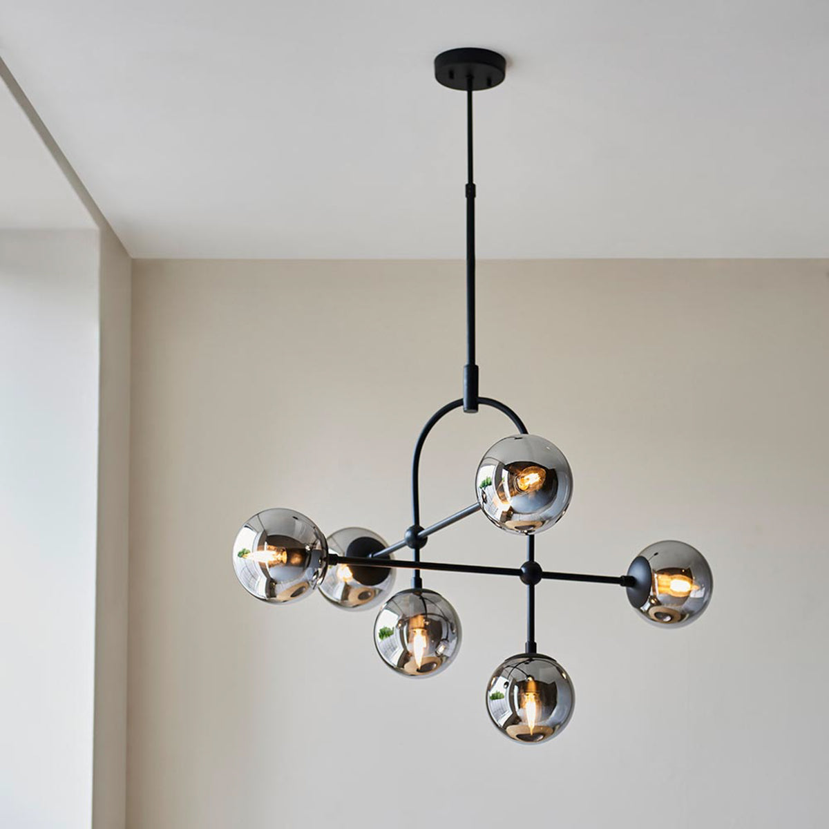 Gallery Direct Elara 6 Pendant Light Matt Black, styled in a room setting
