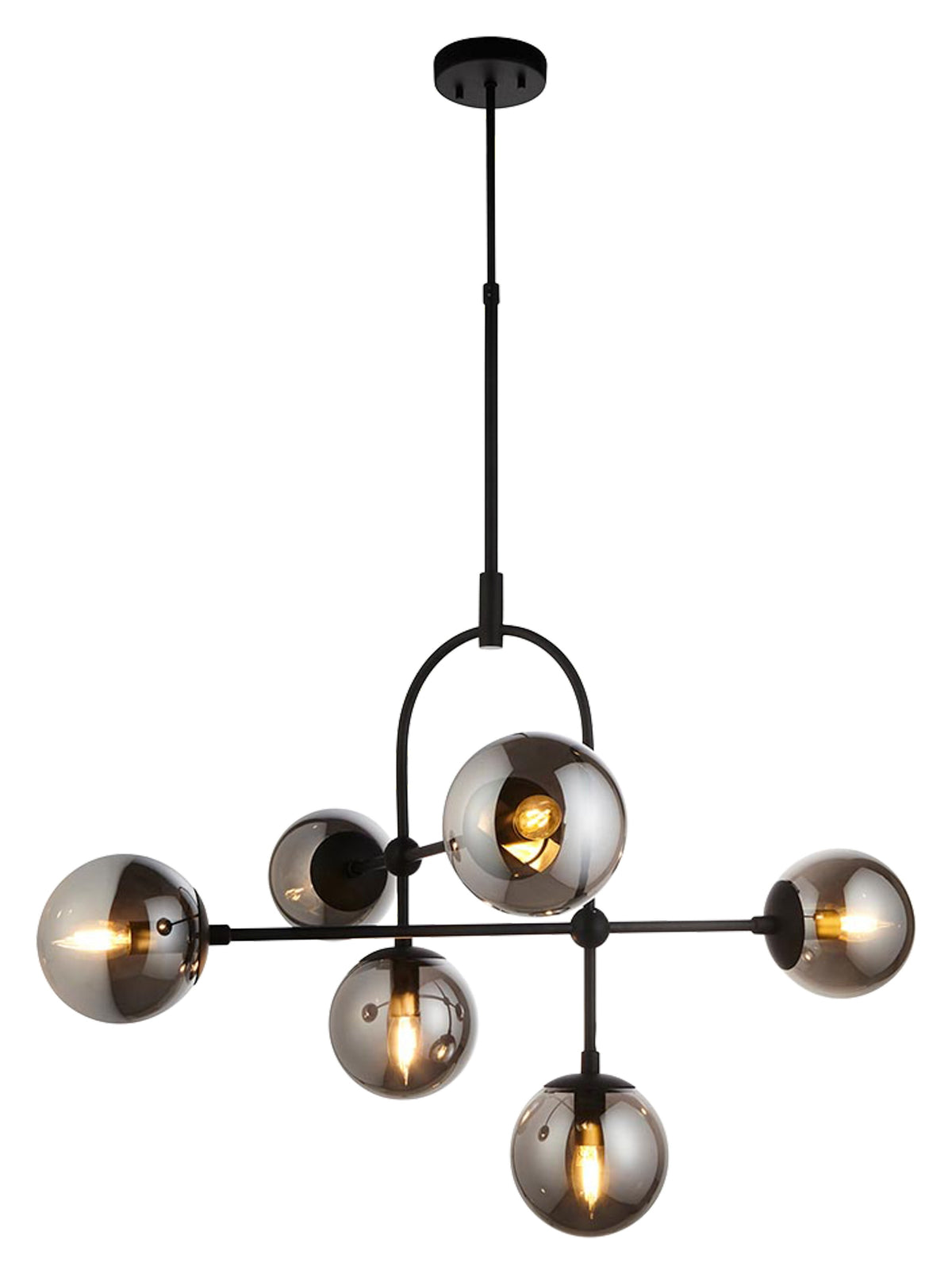 Gallery Direct Elara 6 Pendant Light Matt Black, complete product view on a white background