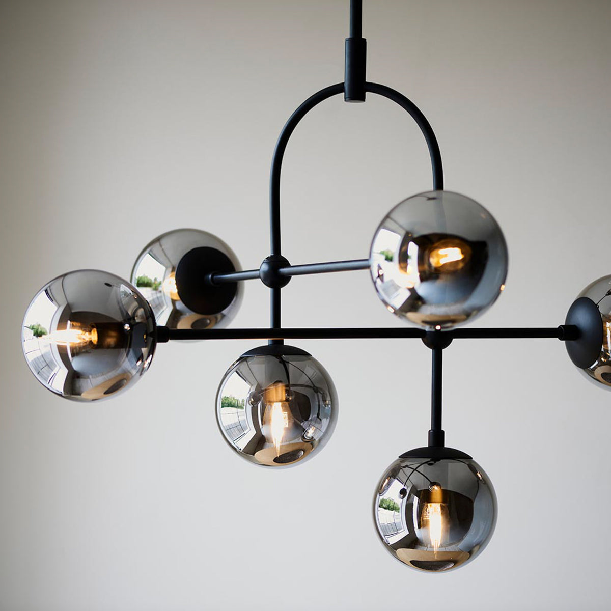 Gallery Direct Elara 6 Pendant Light Matt Black, close-up of the finish and design