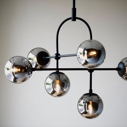 Gallery Direct Elara 6 Pendant Light Matt Black, close-up of the finish and design