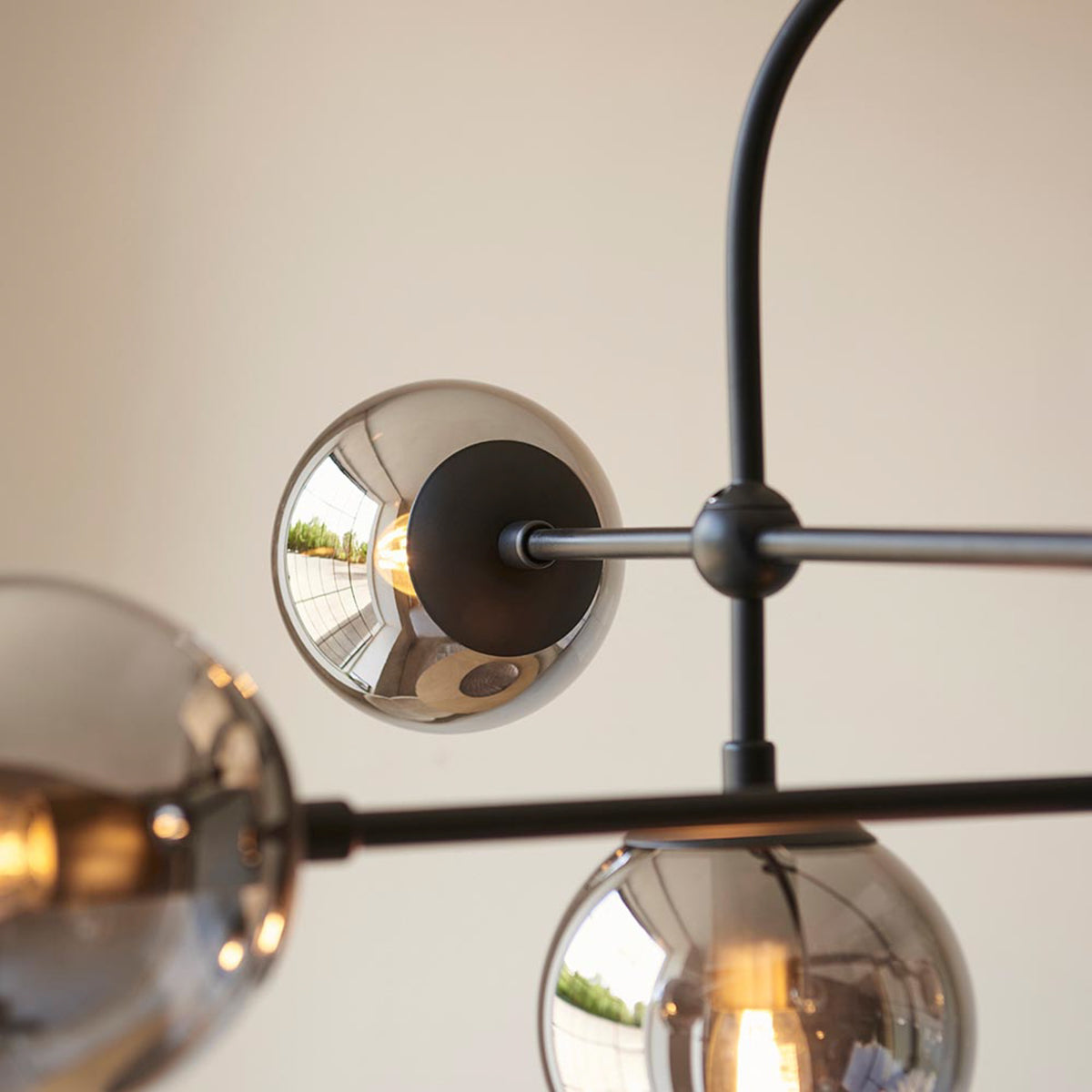 Gallery Direct Elara 6 Pendant Light Matt Black, close-up of the finish and design