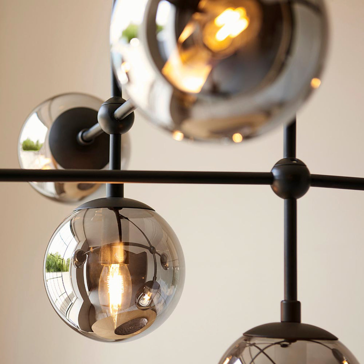 Gallery Direct Elara 6 Pendant Light Matt Black, close-up of the finish and design