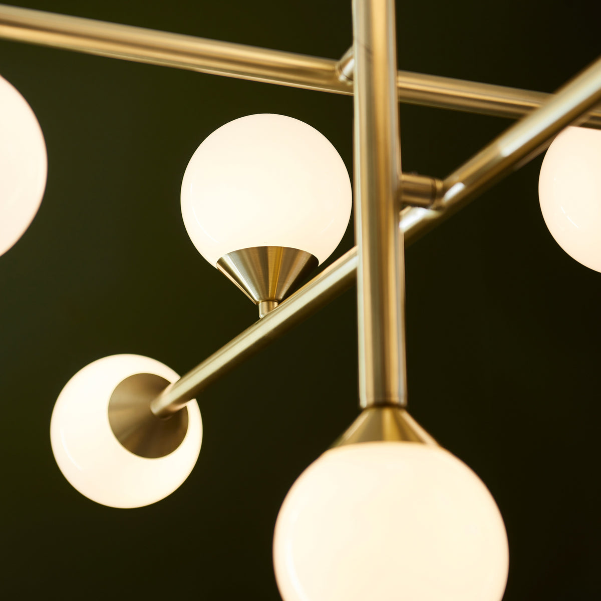 Gallery Direct Estelle 10 Pendant Light Satin Gold, close-up of the finish and design