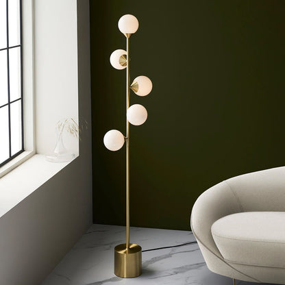 Gallery Direct Estelle 5 Floor Lamp Satin Gold, styled in a room setting