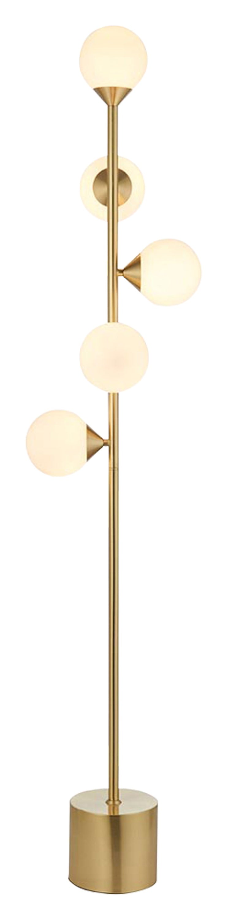 Gallery Direct Estelle 5 Floor Lamp Satin Gold, complete product view on a white background