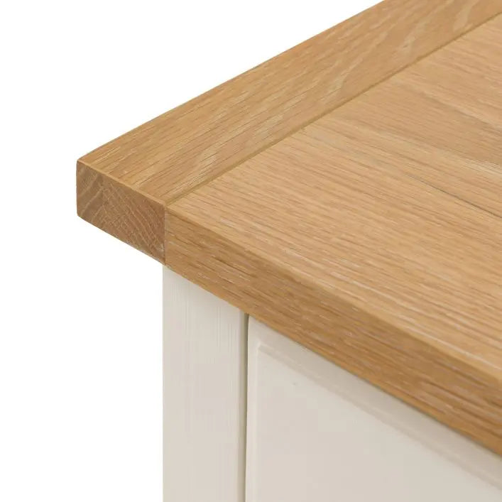 Gallery Direct Eton 1 Drawer Bedside in White painted wood with an oak effect table top