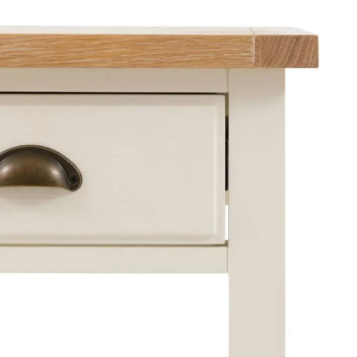 Gallery Direct Eton Bedside cabinet features a natural oak effect table top and a white painted frame with 1 drawer and a lower shelf