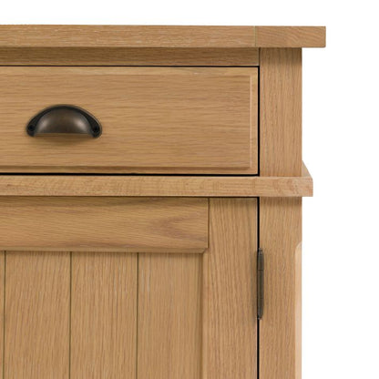 Gallery Direct Eton 2 Door 1 Drawer Sideboard in Natural Oak woods and veneers with traditional metal handles