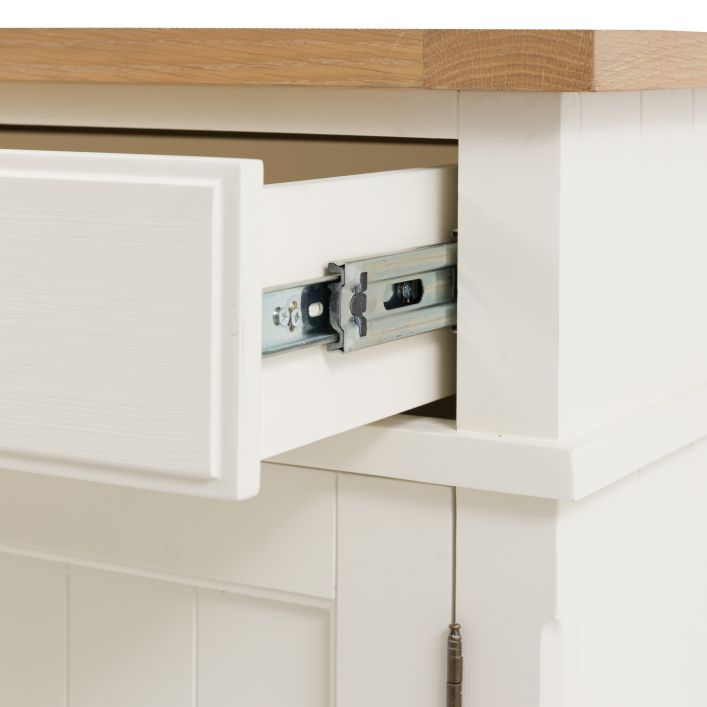 Gallery Direct Eton 2 Door 1 Drawer Sideboard in White painted wood with a natural oak wood top