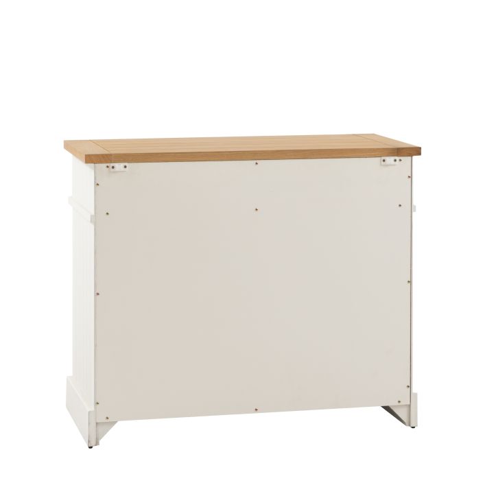 Gallery Direct Eton 2 Door 1 Drawer Sideboard in White with an oak wood grooved and planked top