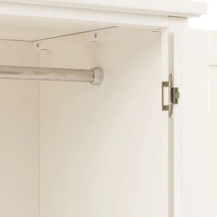Gallery Direct Eton 2 Door 1 Drawer Wardrobe in White painted pine wood, with generous hanging space