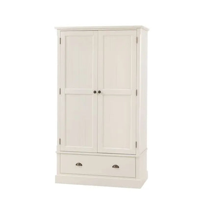 Gallery Direct Eton 2 Door 1 Drawer Wardrobe in White painted pine wood with metal handles