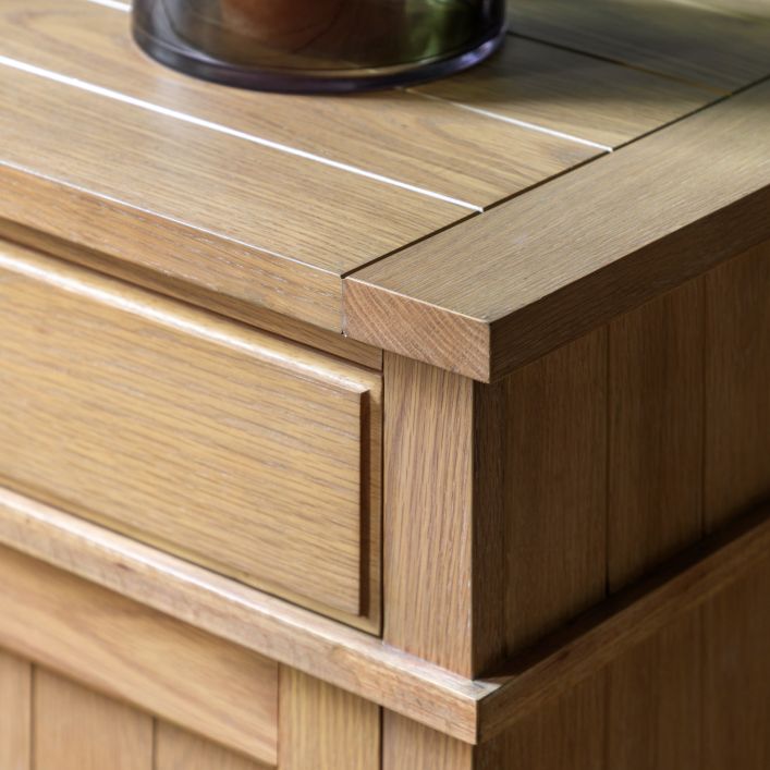 Gallery Direct Eton 2 Door 2 Drawer Sideboard in Natural oak with grooved and planked top, side and door panels