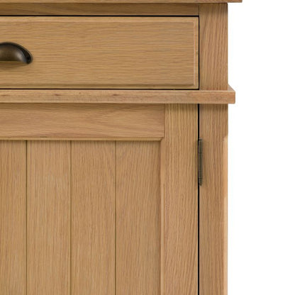 Gallery Direct Eton 2 Door 2 Drawer Sideboard in Natural oak wood finish with grooved panelled doors and metal handles