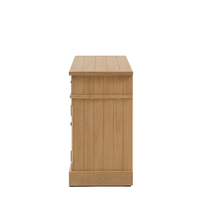 Gallery Direct Eton 2 Door 2 Drawer Sideboard in Natural oak wood and veneers with grooved and planked top and sides