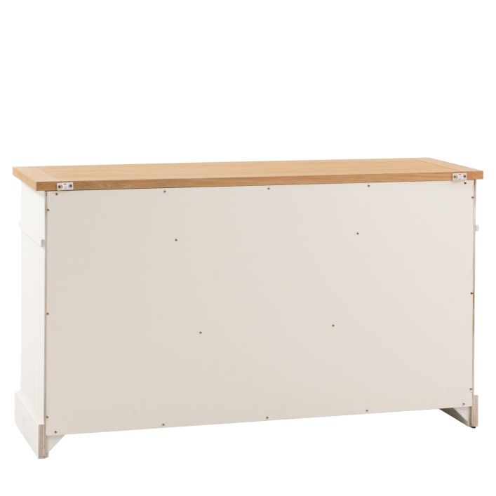 Gallery Direct Eton 2 Door 2 Drawer Sideboard in White wood with an oak veneered top