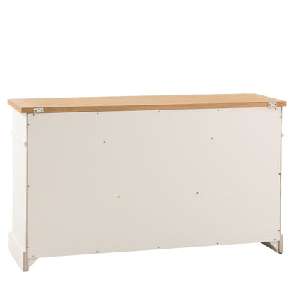 Gallery Direct Eton 2 Door 2 Drawer Sideboard in White wood with an oak veneered top