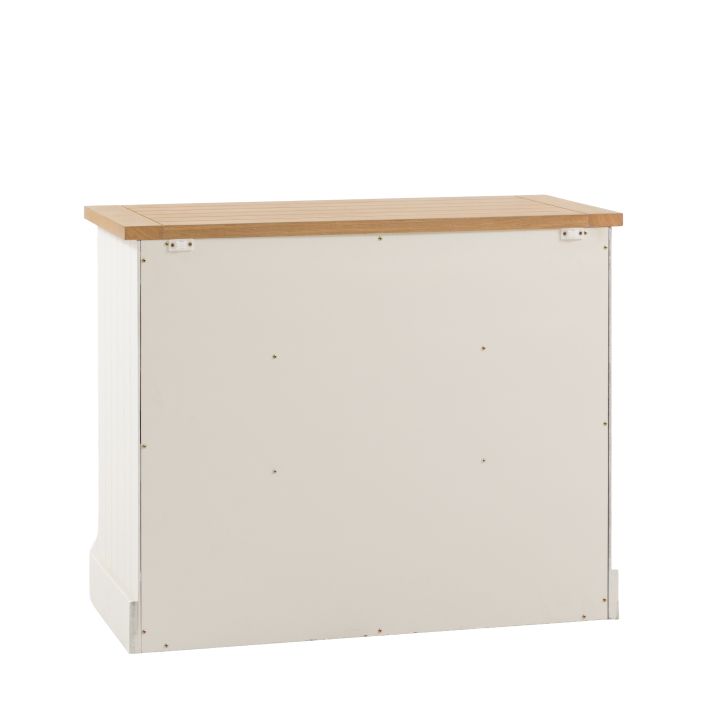 Gallery Direct Eton 3 Drawer Chest in White painted wood with a natural oak effect wood top