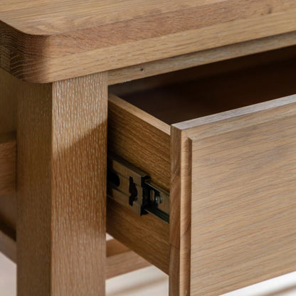 Gallery Direct Eton Butchers Block constructed in Natural oak, pine and veneers with a solid oak worktop. Features 1 drawer and 2 lower shelves