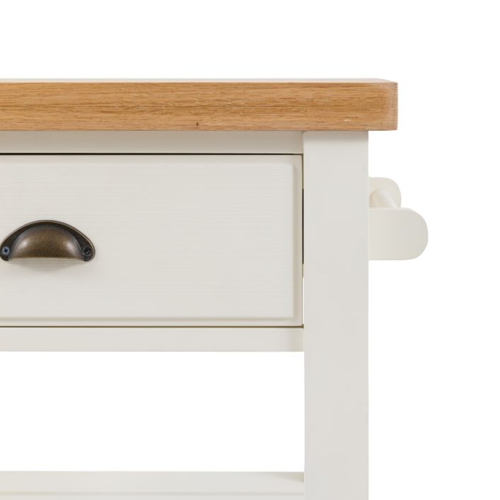 Gallery Direct Eton Butchers Block in a white painted wood frame with solid oak worktop 