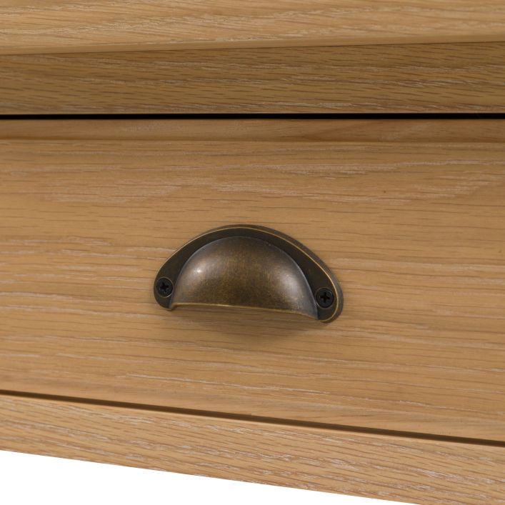 Gallery Direct Eton 2 Drawer Console Table in Natural oak effect wood with metal pull handles 