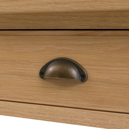 Gallery Direct Eton 2 Drawer Console Table in Natural oak effect wood with metal pull handles 