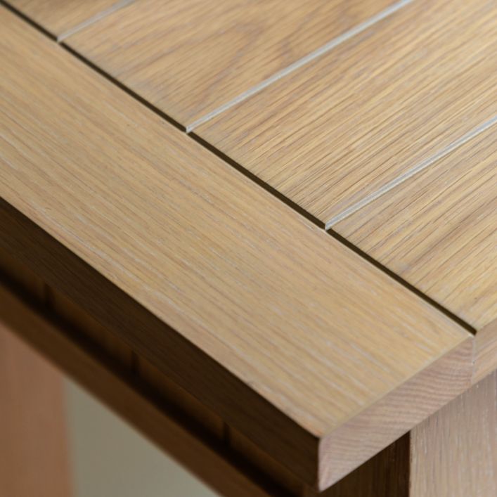 Gallery Direct Eton Console Table in Natural with a grooved and planked oak effect table top