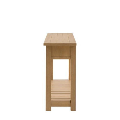 Gallery Direct Eton Console Table in Natural oak wood effect finish with grooved details and planked lower shelf