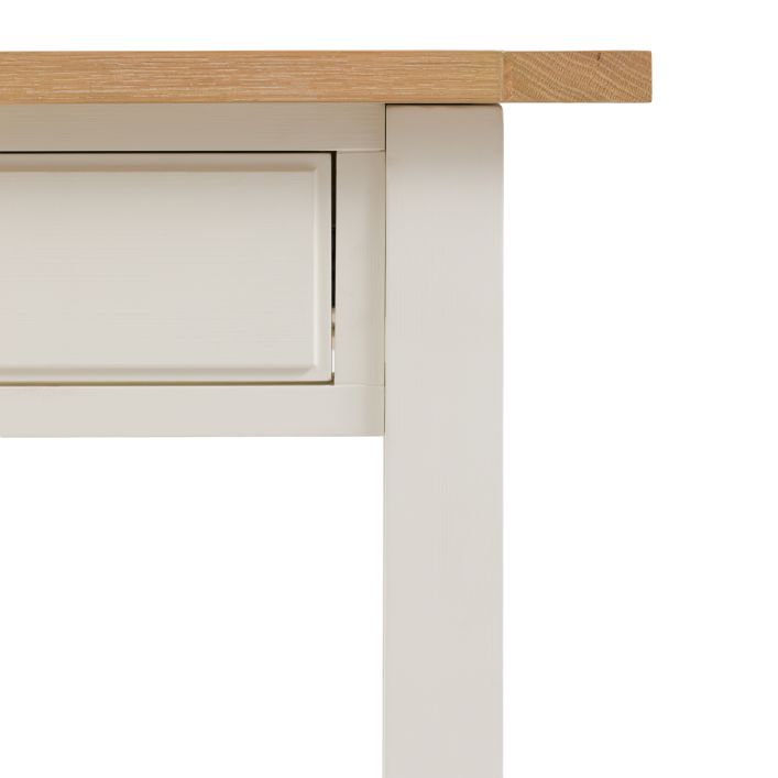 Gallery Direct Eton Console Table with a White painted wood frame and an oak effect table top