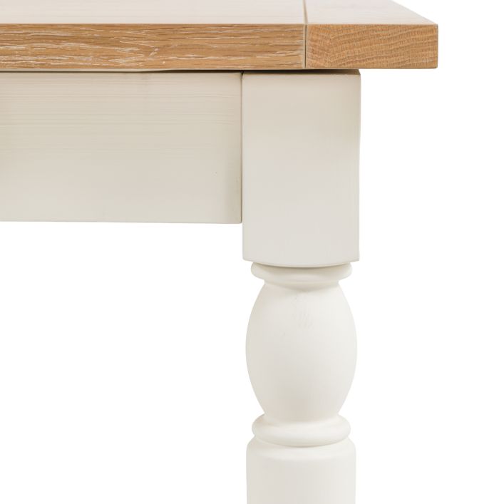 Gallery Direct Eton Extending Dining Table with white painted wood frame and a natural finish table top