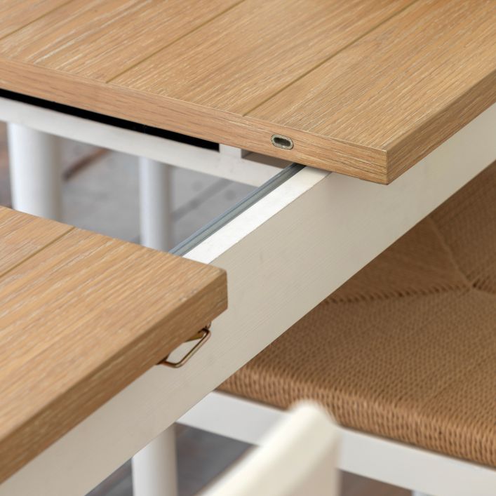 Gallery Direct Eton Extending Dining Table for up to 8 people in White painted wood with a natural oak finished table top