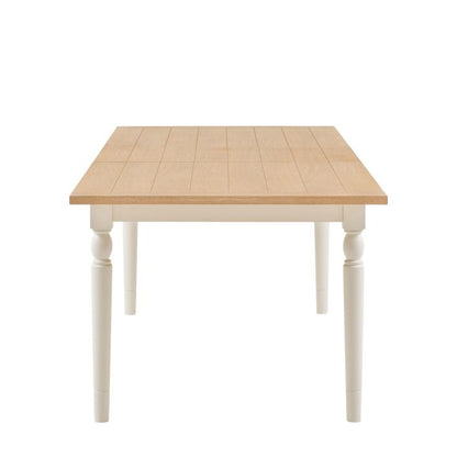 Gallery Direct Eton Extending Rectangular Dining Table in White painted wood with a natural finish grooved and planked table top 
