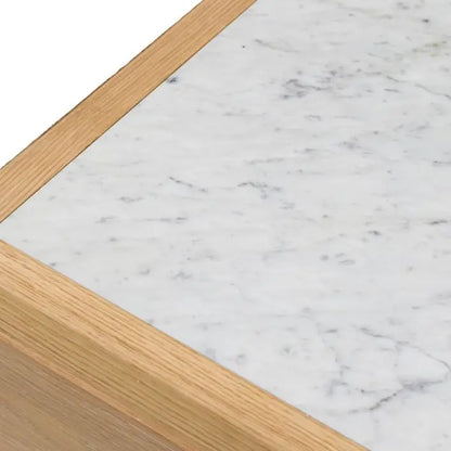 Gallery Direct Eton Kitchen Island features a piece of beautiful marble inlaid to the worktop alongside the oak wood finished top and frame