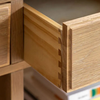 Gallery Direct Eton Kitchen Island in Natural features 3 drawers with metal pull handles 