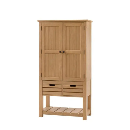 Gallery Direct Eton Larder Cupboard in Natural with 2 pantry doors, 2 generous drawers and a lower planked shelf