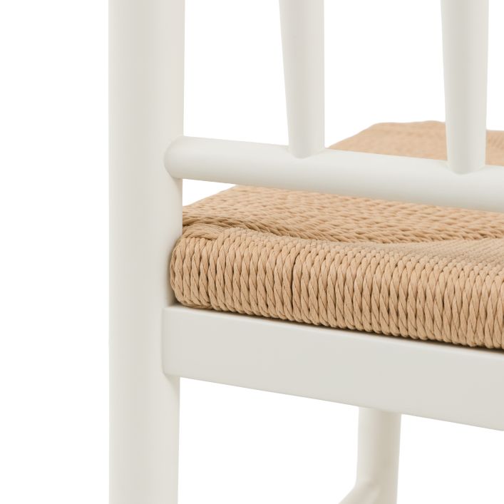 Gallery Direct Eton Pair of Dining Chairs in White painted wood with a natural rope woven seat 