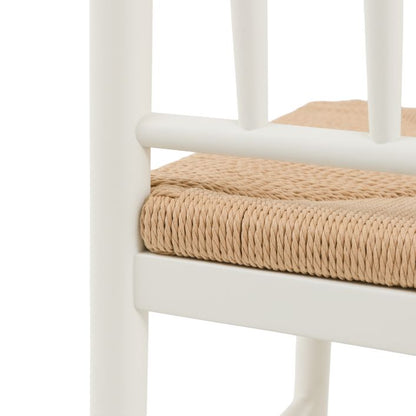 Gallery Direct Eton Pair of Dining Chairs in White painted wood with a natural rope woven seat 