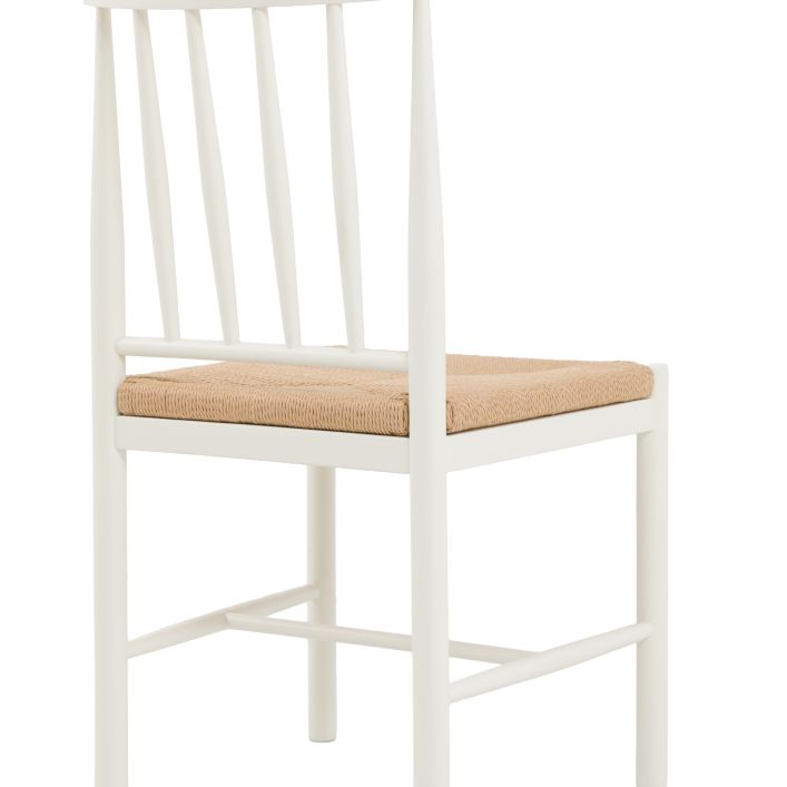 Gallery Direct Eton Pair of Dining Chairs in White painted wood with a spindle backrest and natural coloured rope seat