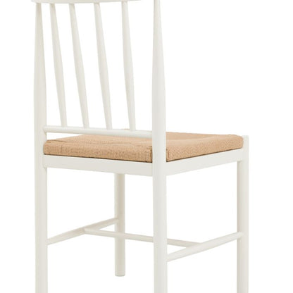 Gallery Direct Eton Pair of Dining Chairs in White painted wood with a spindle backrest and natural coloured rope seat