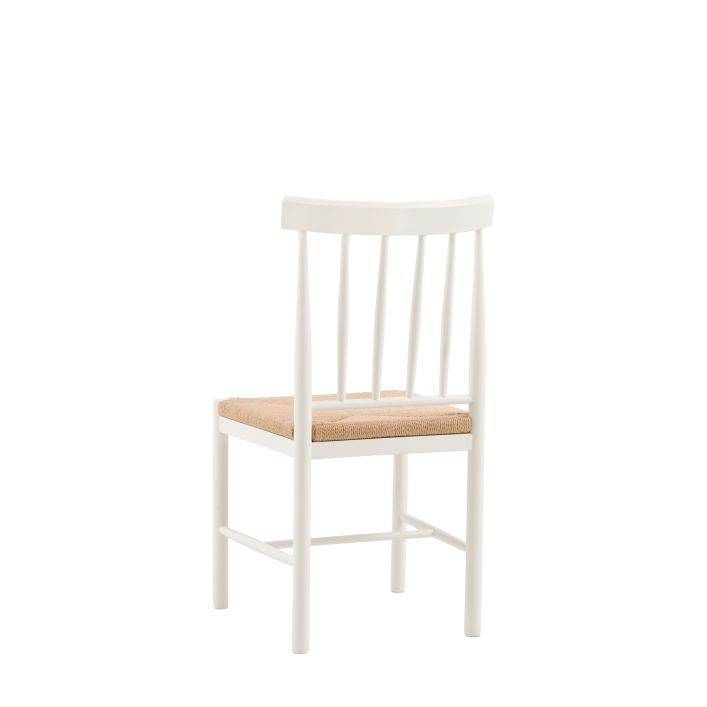 Gallery Direct Eton Dining Chairs in White painted wood with a spindle backrest and a natural woven rope seat 
