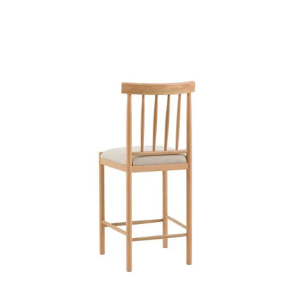 Gallery Direct Eton Pair of Oak Wood Bar Stools in a Natural Oak wood with a padded seat cushion 