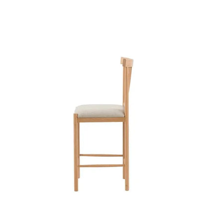 Gallery Direct Eton Pair of Bar Stools in Natural Oak Wood with a padded seat cushion