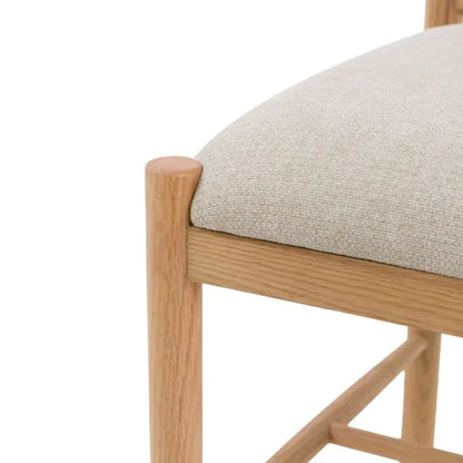 Gallery Direct Eton Pair of Oak Dining Chairs with an Upholstered seat in a Natural coloured linen