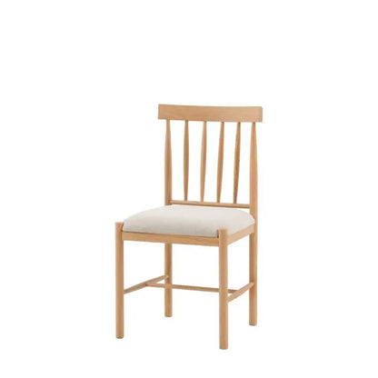 Gallery Direct Eton Pair of Oak Dining Chairs with a Natural coloured upholstered seat cushion