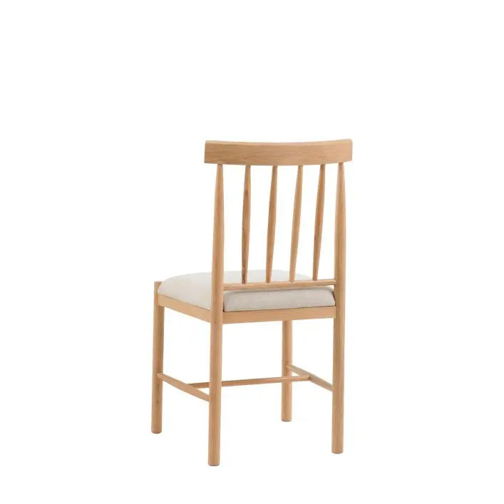 Gallery Direct Eton Pair of Upholstered Dining Chairs in Natural Oak with spindle backrest