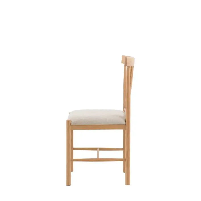 Gallery Direct Eton Pair of Dining Chairs with an upholstered padded seat in a Natural coloured linen