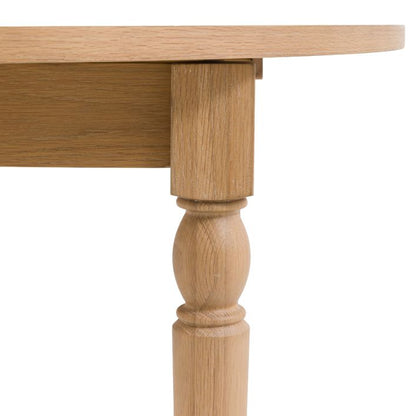 Gallery Direct Eton Round Extending Dining Table in Natural oak wood and veneers with turned wooden legs