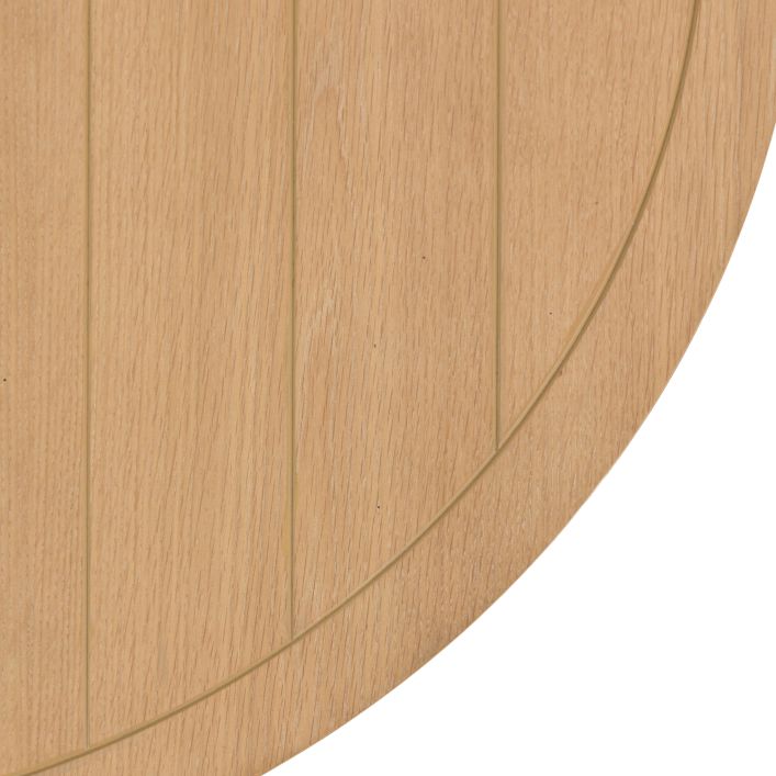 Gallery Direct Eton Round Extending Dining Table with an oak wood and veneer, grooved table top