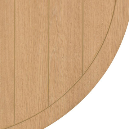 Gallery Direct Eton Round Extending Dining Table with an oak wood and veneer, grooved table top