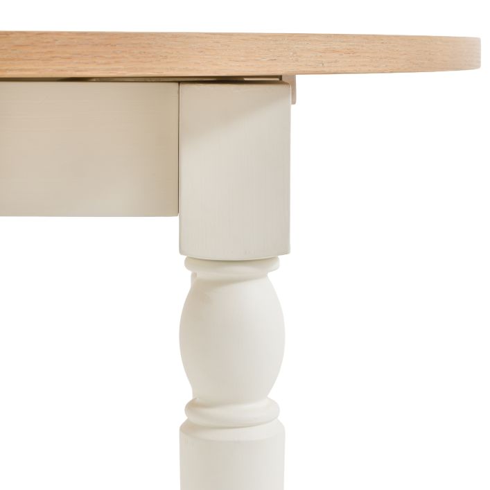 Gallery Direct Eton Round Extending Dining Table in White painted wood with an oak wood and veneer table top
